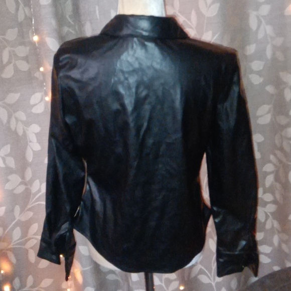 ~A Love Story Medium Faux Leather Button Down Shirt/Jacket - Picture 3 of 4